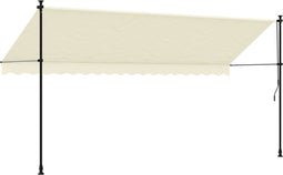 vidaXL - Luifel - uittrekbaar - 400x150 - cm - stof - en - staal - crèmekleurig