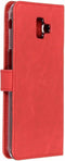 Selencia Hoesje Geschikt voor Samsung Galaxy J6 Plus Hoesje Met Pasjeshouder - Selencia Echt Lederen Bookcase - Rood