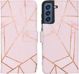 iMoshion Hoesje Geschikt voor Samsung Galaxy S21 FE Hoesje Met Pasjeshouder - iMoshion Design Softcase Bookcase - Goud / Roze / Pink Graphic