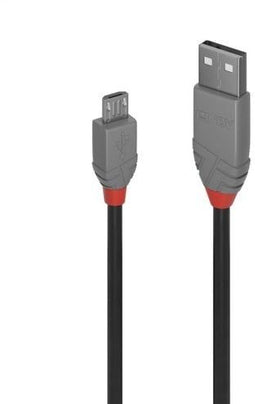 Lindy 1m USB 2.0 Kabel - USB A naar Micro-USB B - 480 Mbit/s - Grijs Zwart