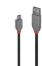 Lindy 1m USB 2.0 Kabel - USB A naar Micro-USB B - 480 Mbit/s - Grijs Zwart