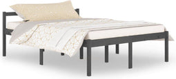 vidaXL - Seniorenbed - massief - grenenhout - grijs - 150x200 - cm