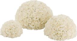 J-Line bloembol Half Rozen - kunststof - wit - large