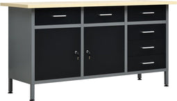 vidaXL - Werkbank - 160x60x85 - cm - staal - zwart