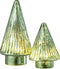 J-Line decoratie kerstboom - glas - groen - small - LED lichtjes - kerstversiering