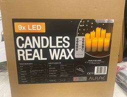 Aurae Led Kaarsen - Set van 9 - Afstandsbediening - Flikkerende Vlam - Ivoor (9 stuks)