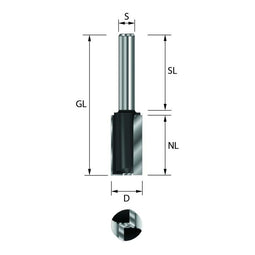EDESS HW- (HM) groeffrees XXL, extra lange snijkantlengte, met boorsnede, Z=2+1, diameter 26 NL42, GL94 S12