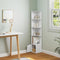 Woltu Hoekboekenkast - 5 Planken en Kastdeur - Wit Hout - 29,5 x 29,5 x 158 cm