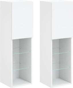 vidaXL - Tv-meubels - met - LED-verlichting - 2 - st - 30,5x30x102 - cm - wit