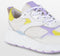 PS Poelman Cibel - Dames Leren Chunky Runner Sneaker - Wit Lila Geel