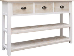 vidaXL - Dressoir - 115x30x76 - cm - hout - naturel - en - wit