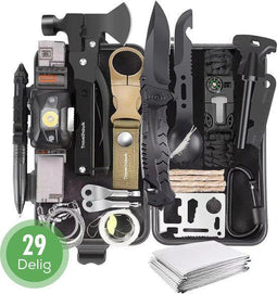 Travelhawk Survival Kit - 29 Delig - Tactisch Mes - Hoofdlamp - Kompas - Waterdichte Opbergtas