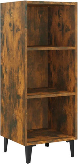 vidaXL - Dressoir - 34,5x32,5x90 - cm - bewerkt - hout - gerookt - eikenkleurig