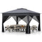 Coast Pop-up Partytent Grijs – Tuinpaviljoen met Dubbel Dak en Gaaswanden – 337 x 337 x 260 cm