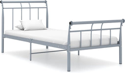 vidaXL - Bedframe - metaal - grijs - 100x200 - cm