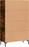 vidaXL - Hoge - kast - 69,5x31x115 - cm - bewerkt - hout - gerookt - eikenkleurig