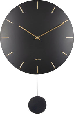 Wall clock Impressive pendulum black w. gold