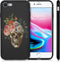 iMoshion Hoesje Geschikt voor iPhone SE (2022) / SE (2020) / 8 / 7 Hoesje Siliconen - iMoshion Design hoesje - Zwart / Flower Skull