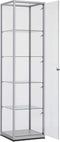 Vitrinekast 184x40x40cm haaks aluminium profiel met glazen top zonder verlichting