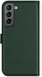 Selencia Hoesje Geschikt voor Samsung Galaxy S21 FE Hoesje Met Pasjeshouder - Selencia Echt Lederen Bookcase - Groen