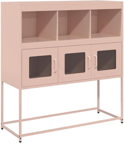 vidaXL - Dressoir - 100,5x39x107 - cm - koudgewalst - staal - roze
