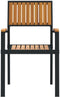 vidaXL - Tuinstoelen - 2 - stuks - Stapelbaar - Zwart - Massief - Acacia - & - Metaal