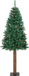 vidaXL - Kerstboom - met - echt - hout - en - dennenappels - smal - 210 - cm - PVC - groen