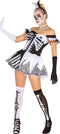 Dressforfun Black-White-Skeleton - Dames kostuum - Sexy jurkje met skeletprint - M