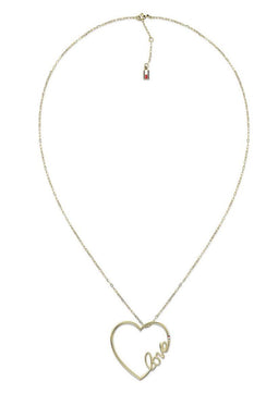 Tommy Hilfiger TJ2700908 - Damescollier - Open love hart hanger - Goudkleurig - 81 cm