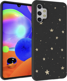 iMoshion Hoesje Geschikt voor Samsung Galaxy A32 (5G) Hoesje Siliconen - iMoshion Design hoesje - Zwart / Meerkleurig / Goud / Stars Gold