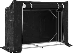vidaXL - Haardhoutrek - met - regenhoes - 151x60,5x110,5 - cm - staal
