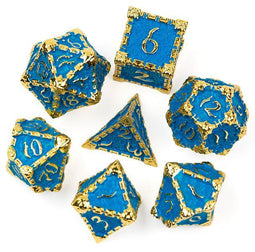 Dobbelstenenset Metaal - D4 D6 D8 D10 D10-00 - Blauw Goud