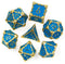 Dobbelstenenset Metaal - D4 D6 D8 D10 D10-00 - Blauw Goud