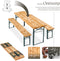 tectake® Biertafelset Ludwig - 3-delig - Inklapbaar met Parasolhouder - 6 Personen - 170 x 46 x 78 cm