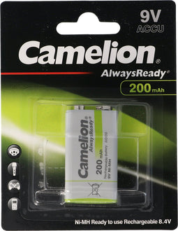 9V, HR6F22 NiMH-batterij met 200mAh, altijd gereed met lage zelfontlading, gebruiksklare batterij, ideaal voor rookmelders, zaklampen, meetapparatuur etc.