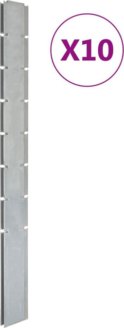 vidaXL - Schuttingpalen - 10 - st - 200 - cm gegalvaniseerd - staal - zilverkleurig