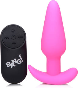 XR Brands Vibrating Silicone Butt Plug with Remote Control pink
