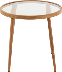 J-Line bijzettafel Rond - metaal/glas - naturel