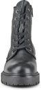 PS Poelman Leta - Dames Leren Enkellaarzen met Veters en Rits - Chunky Plateauzool 4,5 cm - Zwart Tumble