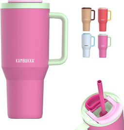 Kambukka Rio - Tumbler 950ml - Bubblegum Mint waterfles met Telescopisch rietje - Lek proof - BPA vrij