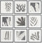 Schilderij DKD Home Decor 40 x 4 x 40 cm Blad van een plant Stads (9 Stuks)
