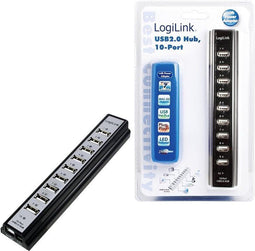 LogiLink UA0096 - USB Hub - 10x USB 2.0 - Zwart