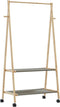 vidaXL - Kledingrek - met - schappen - en - wielen - 96x45,5x155,5 - cm - bamboe