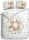 Heckettlane Dekbedovertrek Tuva - Bedlinnen met Bloemen print - 200x220 - Wit - Dekbedhoes van 100% Katoen-Clip Sheared