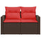 Tuinbank 2-zits met kussens poly rattan bruin