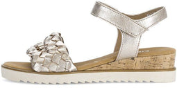 Gabor 82.759.89 - Sleehak Sandalen - Vlechtwerk - Satin Metallic Puder