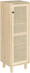 Astigarraga Houten Kast Sense - Smalle opbergkast 1 deur - 100% massief grenen rotan deuren H:115,5cm B:37,3cm D:33cm
