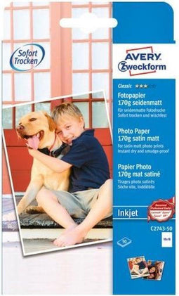 Avery-Zweckform Classic Photo Paper Inkjet C2743-50 Fotopapier 10 x 15 cm 180 g/m² 50 vellen Zijdemat