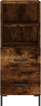 vidaXL - Dressoir - 34,5x34x90 - cm - bewerkt - hout - gerookt - eiken