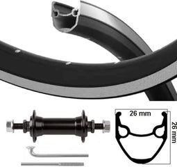 Kgs Voorwiel 28 inch (622) velg ryde stratos/zilver zwart vaste as